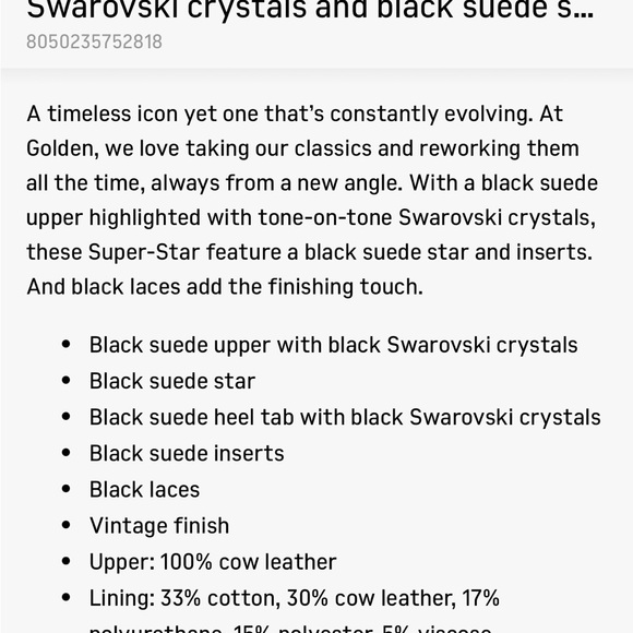 Golden Goose black suede SuperStar w/ Swarovski crystals & black suede star. - Picture 11 of 12